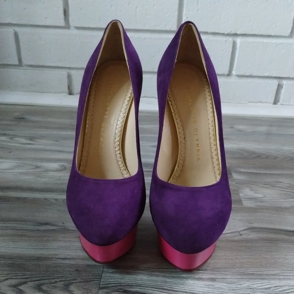 Charlotte Olympia Purple Pink Platform Pumps Heels size 35 US 5